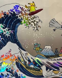 Foiled Great Wave Pikachu & Friends Playmat